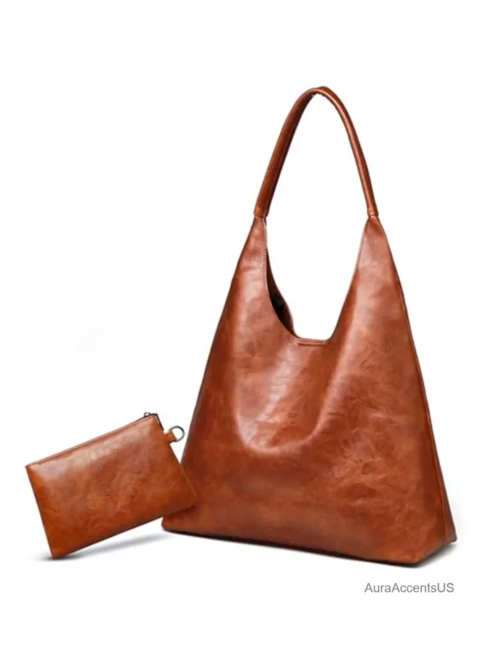 Vegan Leather Slouchy Hobo Bag with Shoulder Strap, Tote Purse